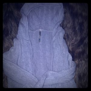 2/15 or 4/30 Aero gray cable knit hooded cardigan